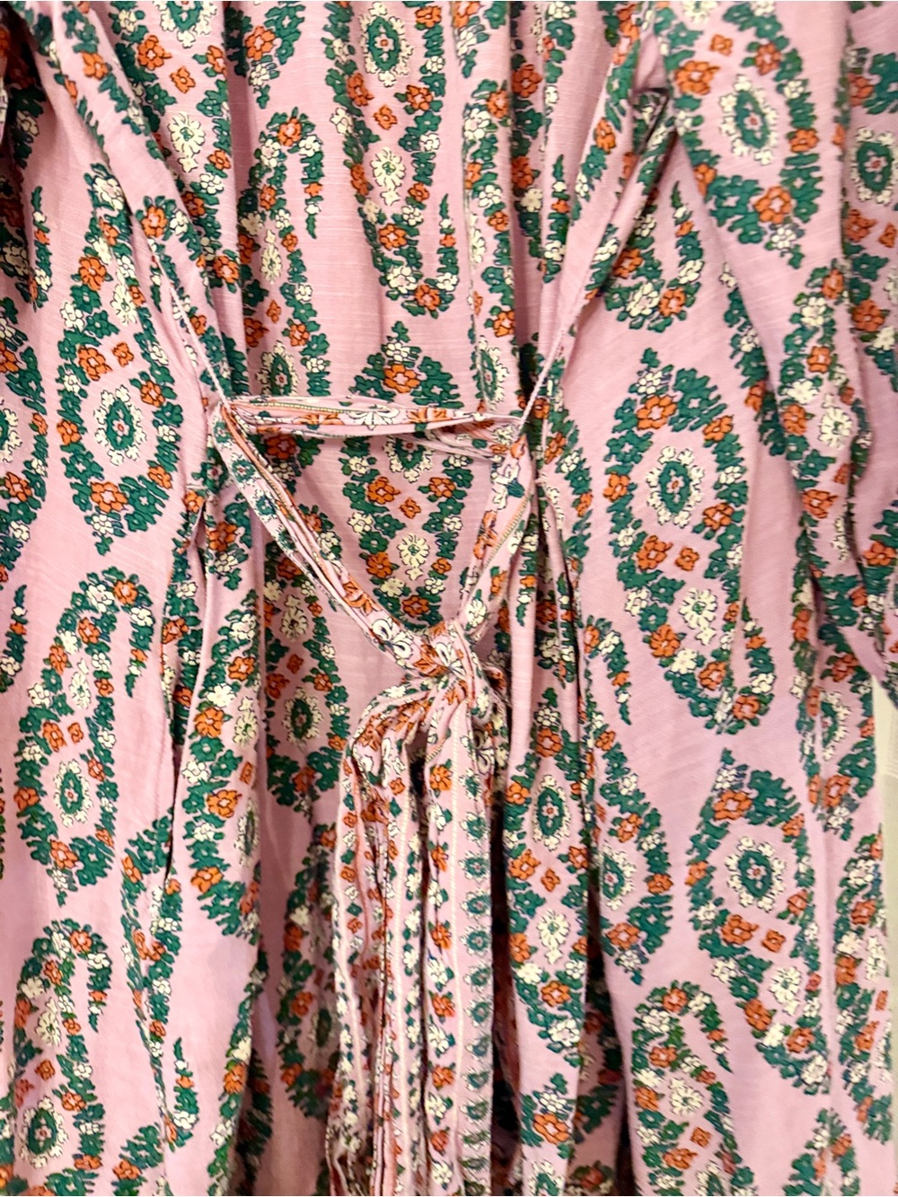 Knox Rose 3X Pink Boho Floral Tie Waist Peasant Dress Plus Size - Picture 10 of 12